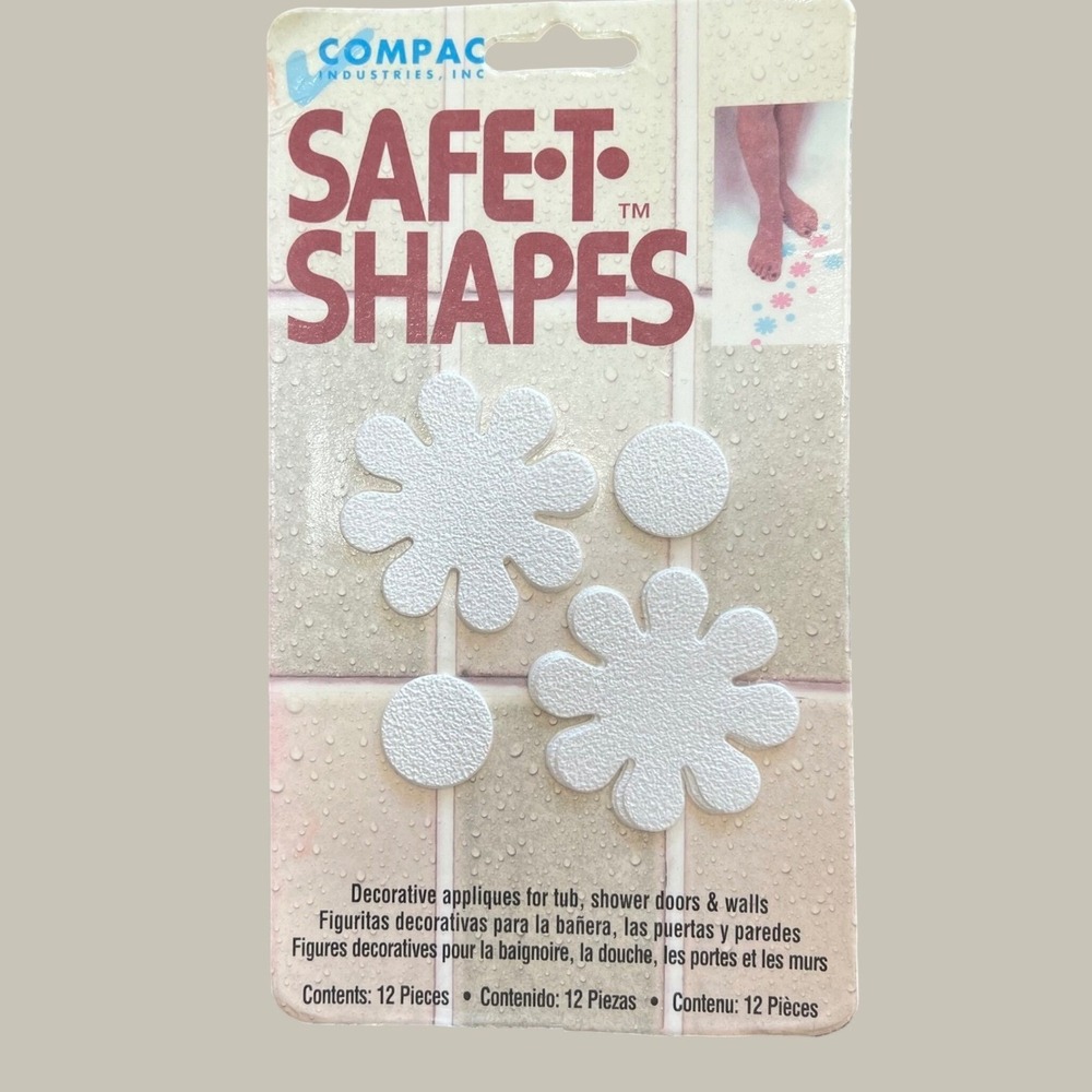 Vintage Safe-T-Shapes White Textured Tub Appliques New Old Stock 1997 kitsch